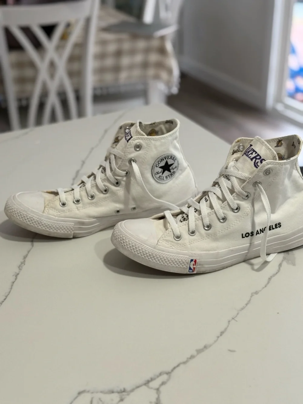Lakers Converse White & Purple Men’s High-Top Sneakers - Picture 6 of 15